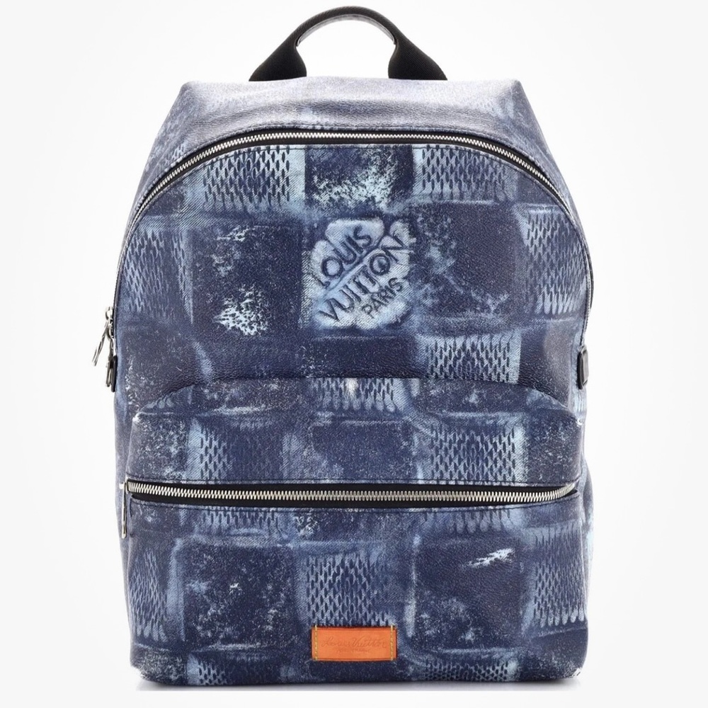 Louis Vuitton Blue Backpack with Geometric Design